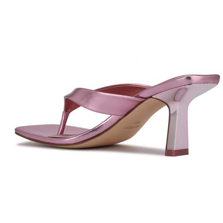 Nine West Nest Tacón Tanga Sandals Rosas Metal | 7136-HCXLK