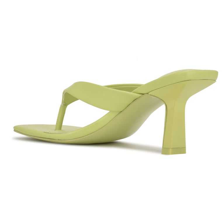 Nine West Nest Tacón Tanga Sandals Verde Claro | 5047-BXESA