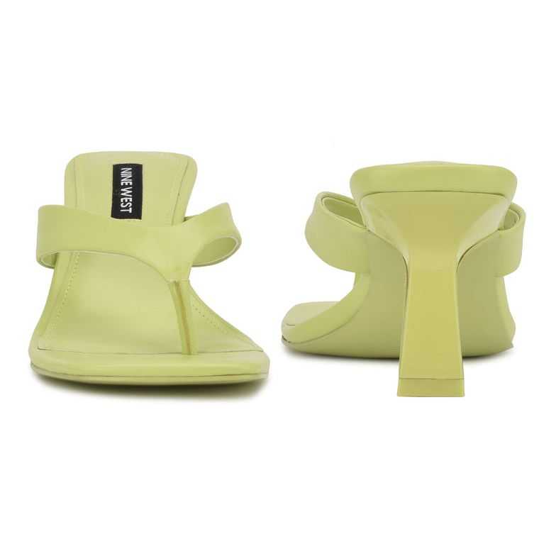 Nine West Nest Tacón Tanga Sandals Verde Claro | 5047-BXESA