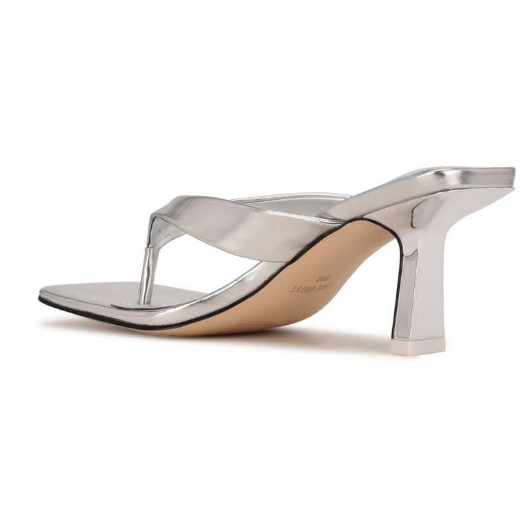 Nine West Nest Tanga Sandals Plateadas | 2509-VTHSY