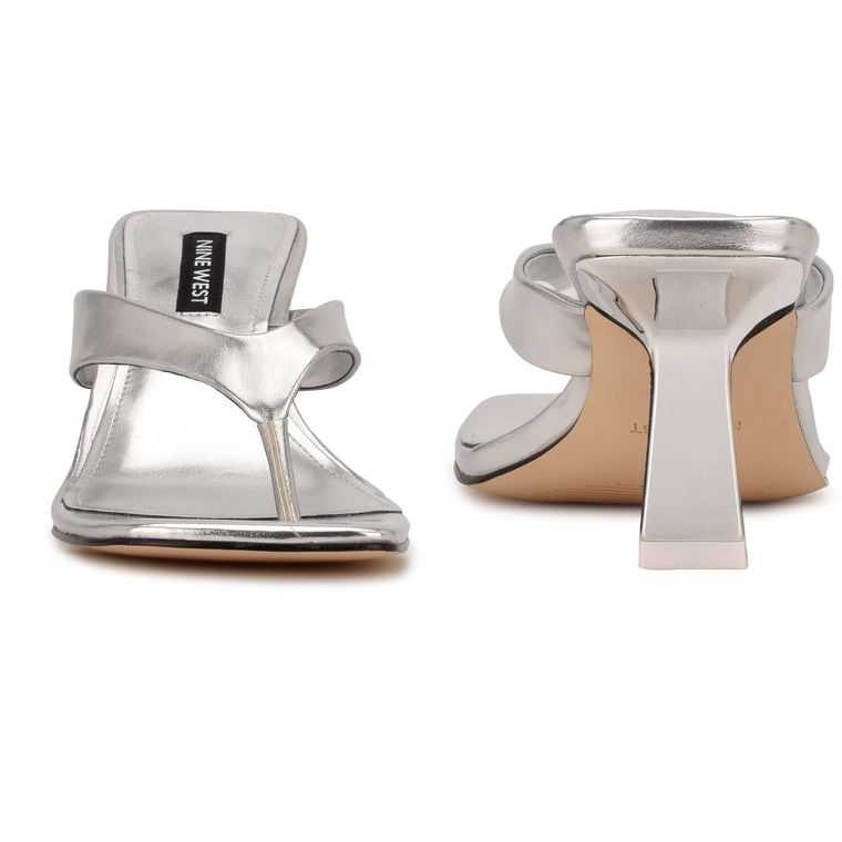 Nine West Nest Tanga Sandals Plateadas | 2509-VTHSY