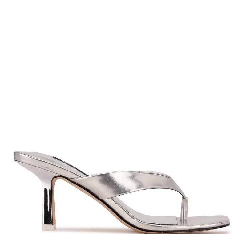 Nine West Nest Tanga Sandals Plateadas | 2509-VTHSY