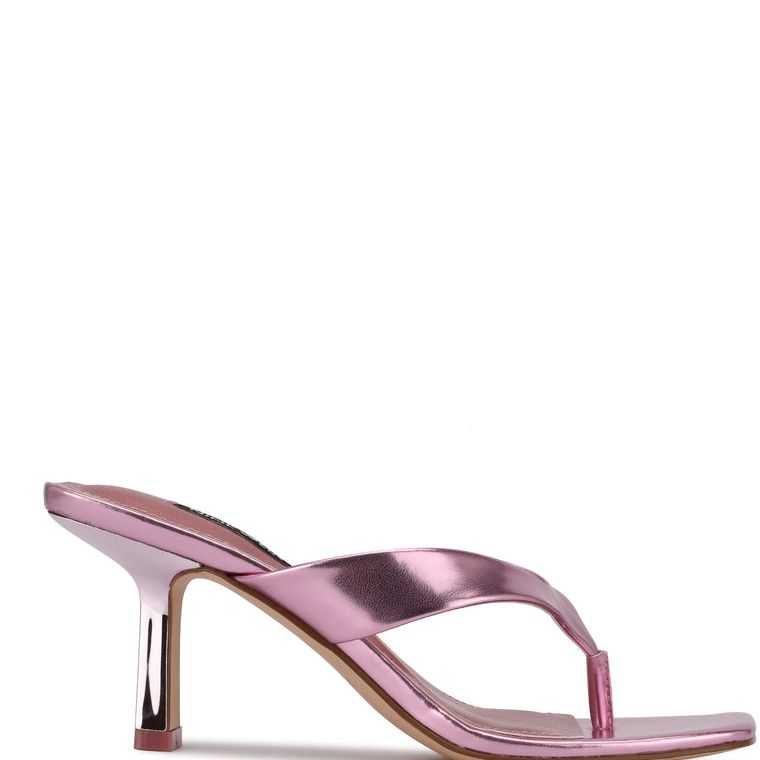 Nine West Nest Tanga Sandals Rosas Metal | 5614-GSVKA