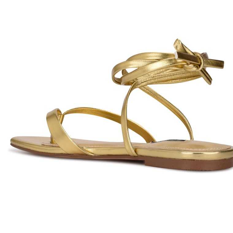 Nine West News Ankle Wrap Sandals Doradas | 6473-HUMJW