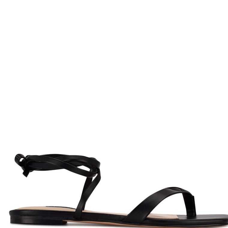 Nine West News Ankle Wrap Sandals Negras | 4651-PMOWK