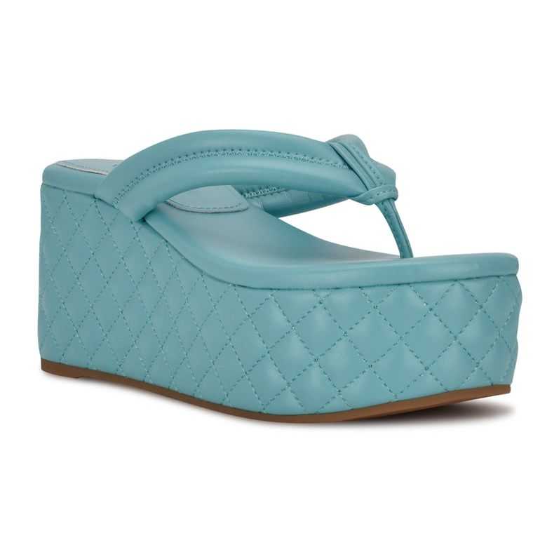 Nine West Newya Plataforma Tanga Azules Verde Menta | 2048-YFHJP