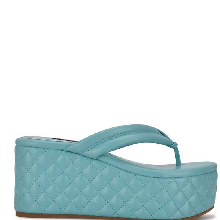 Nine West Newya Plataforma Tanga Azules Verde Menta | 2048-YFHJP