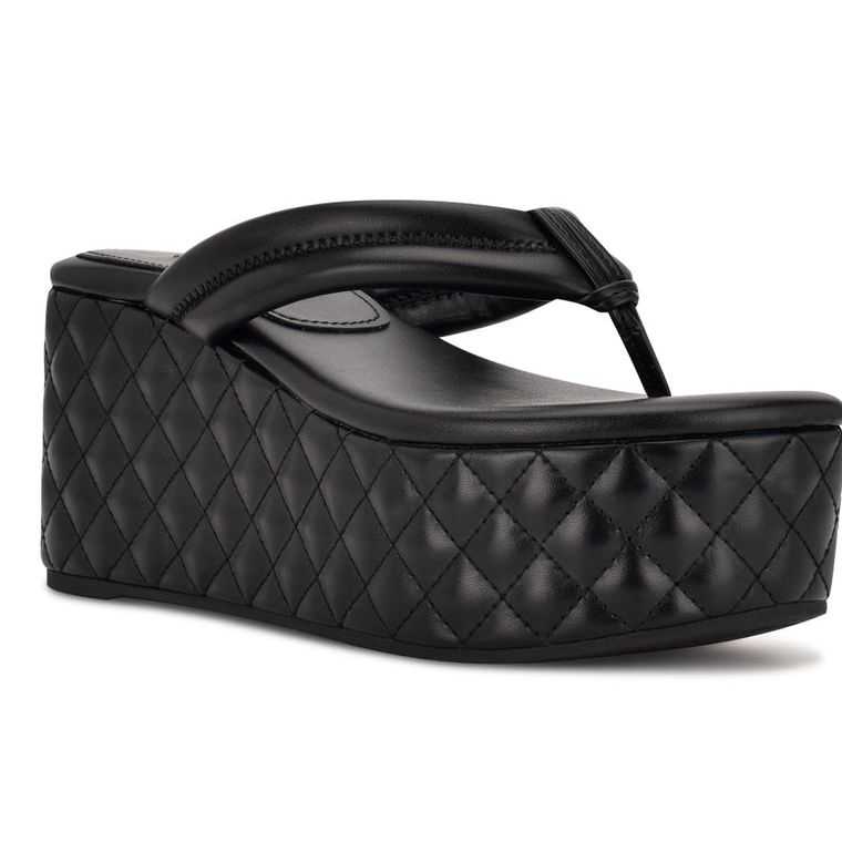 Nine West Newya Plataforma Tanga Negras | 2548-IZYVT