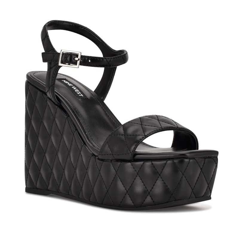 Nine West Nila Plataforma Sandals Negras | 5079-SYGZD