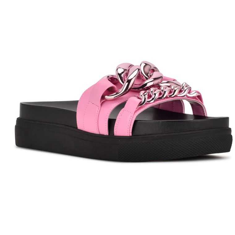 Nine West Nope Plataforma Chanclas Sandals Negras Rosas | 6183-XARKI