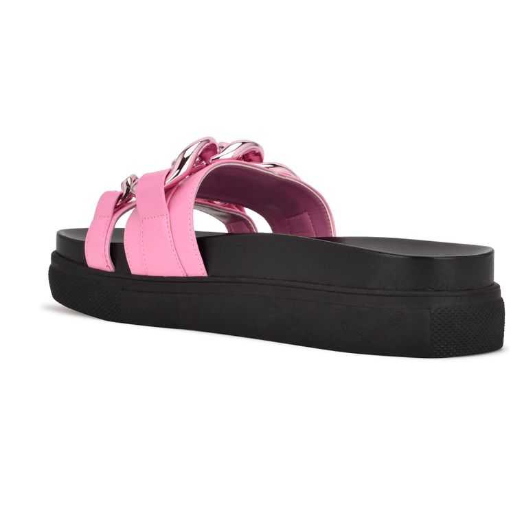 Nine West Nope Plataforma Chanclas Sandals Negras Rosas | 6183-XARKI