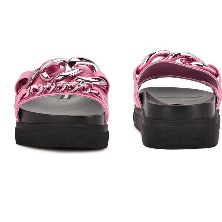 Nine West Nope Plataforma Chanclas Sandals Negras Rosas | 6183-XARKI