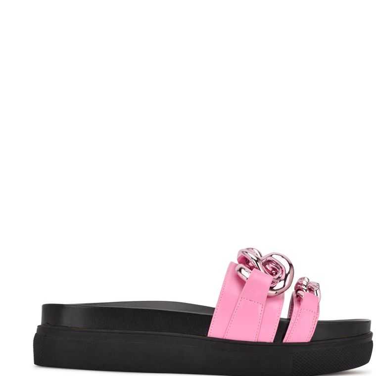 Nine West Nope Plataforma Chanclas Sandals Negras Rosas | 6183-XARKI