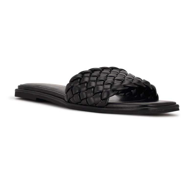 Nine West Ohhi Planos Chanclas Sandals Negras | 7025-DICYB