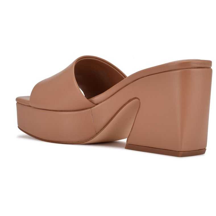 Nine West Oklee Plataforma Chanclas Beige | 3621-HJOXE