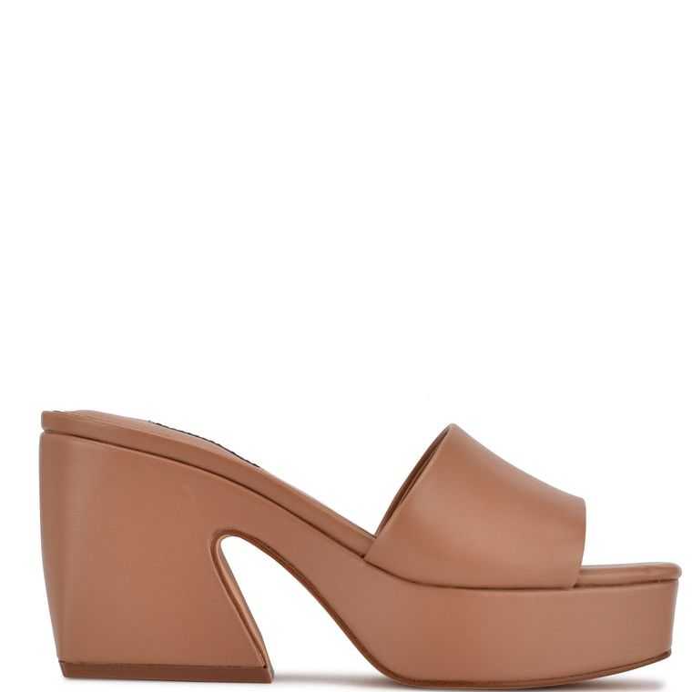 Nine West Oklee Plataforma Chanclas Sandals Beige | 0279-KWNLO