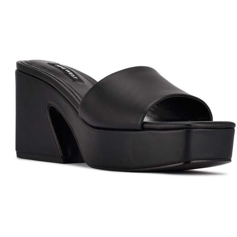 Nine West Oklee Plataforma Chanclas Sandals Negras | 2874-TBJWA