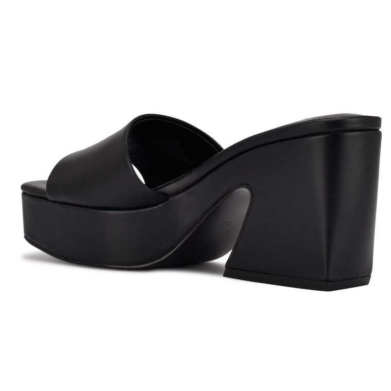 Nine West Oklee Plataforma Chanclas Sandals Negras | 2874-TBJWA