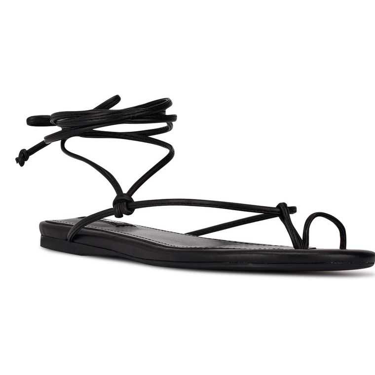 Nine West Pansie Ankle Wrap Sandals Negras | 3842-TOVHR