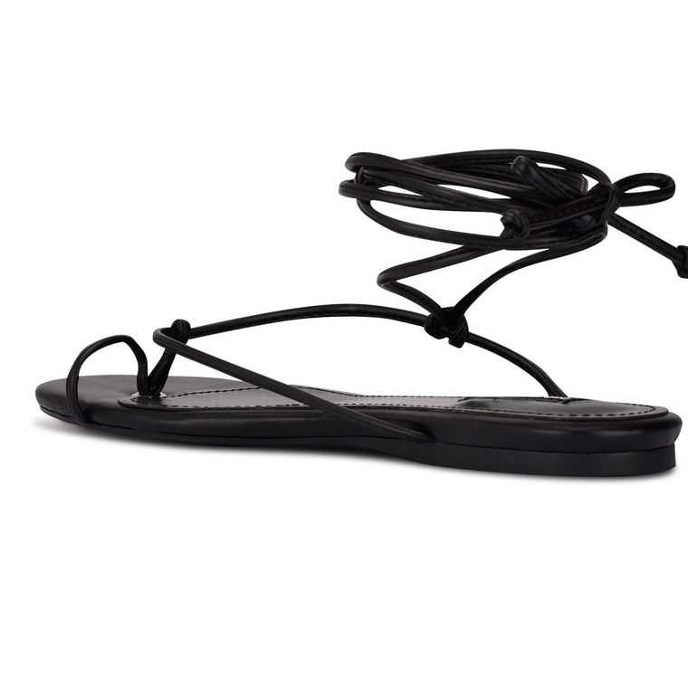 Nine West Pansie Ankle Wrap Sandals Negras | 3842-TOVHR