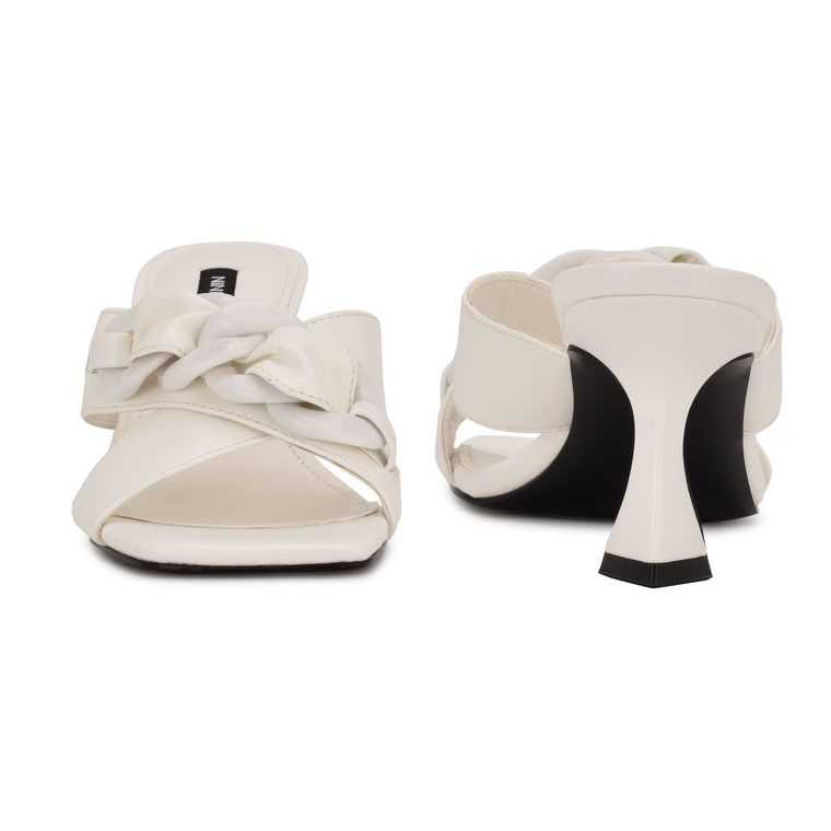 Nine West Paytin Tacón Chanclas Sandals Blancas | 3485-CRMZT