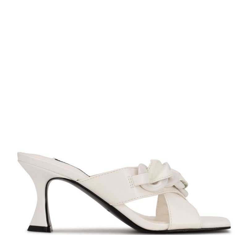 Nine West Paytin Tacón Chanclas Sandals Blancas | 3485-CRMZT