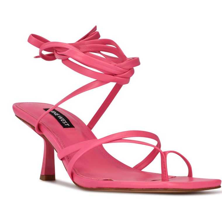 Nine West Pina Ankle Wrap Sandals Rosas | 5128-YXTZC