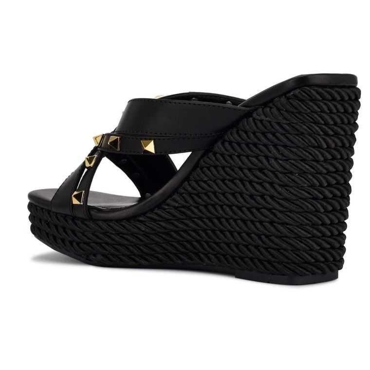 Nine West Pipa Alpargata Wedge Negras | 0594-LIQAV