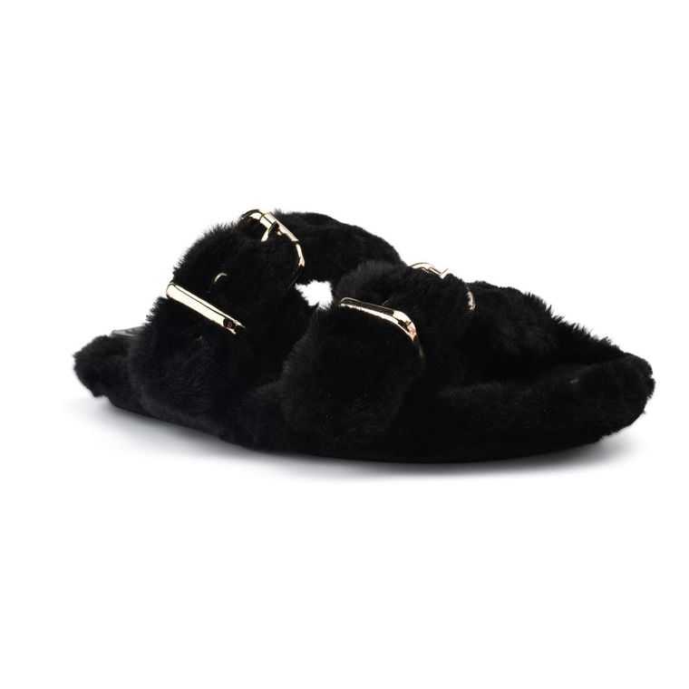 Nine West Plush Cozy Chanclas Sandals Negras | 0524-ELIFP