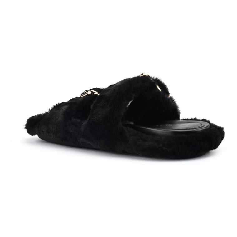 Nine West Plush Cozy Chanclas Sandals Negras | 0524-ELIFP