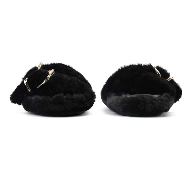 Nine West Plush Cozy Chanclas Sandals Negras | 0524-ELIFP