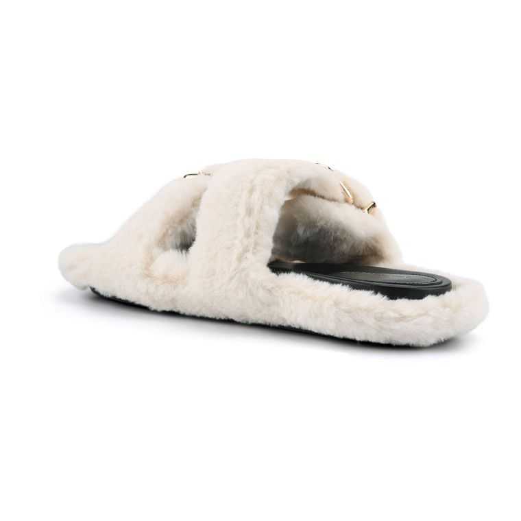 Nine West Plush Cozy Planos Chanclas Beige | 4578-NCVOD