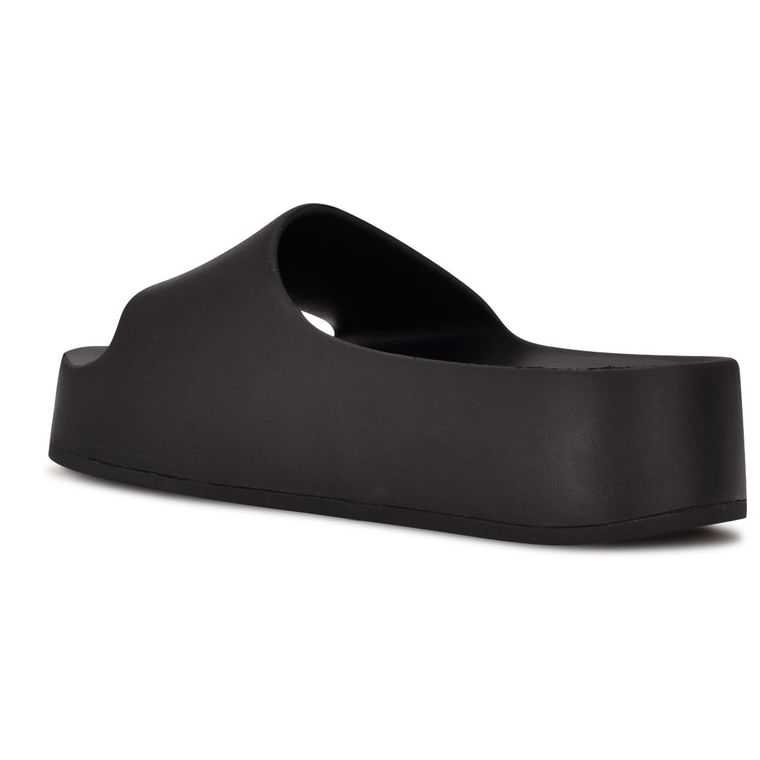 Nine West Pool Plataforma Chanclas Sandals Negras | 4721-TWBIO