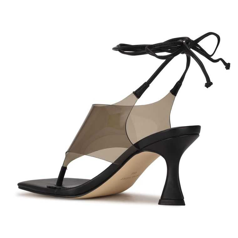 Nine West Popi Ankle Wrap Sandals Negras | 0458-EGSWL