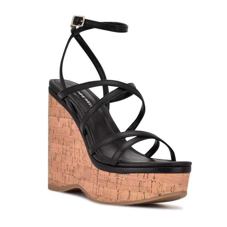 Nine West Rachal Wedge Negras | 5719-GDCYS