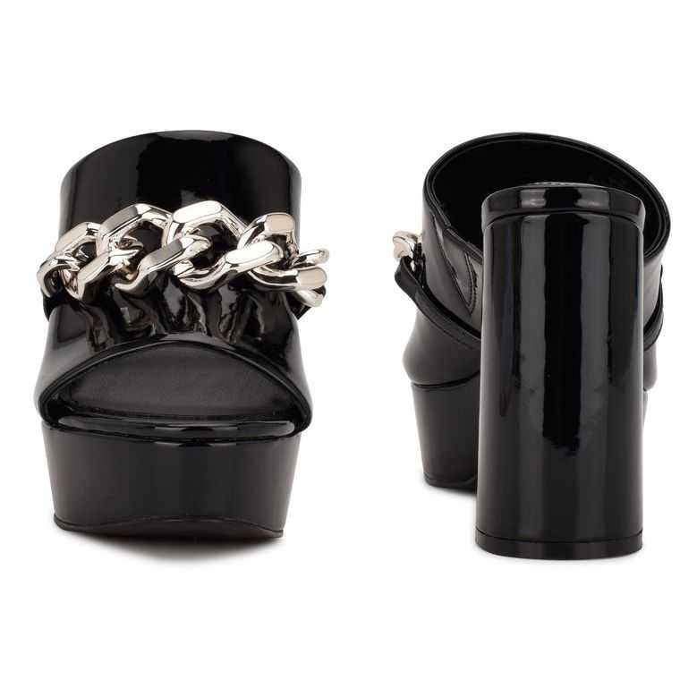 Nine West Relee Plataforma Chanclas Sandals Negras | 4831-WKEQT