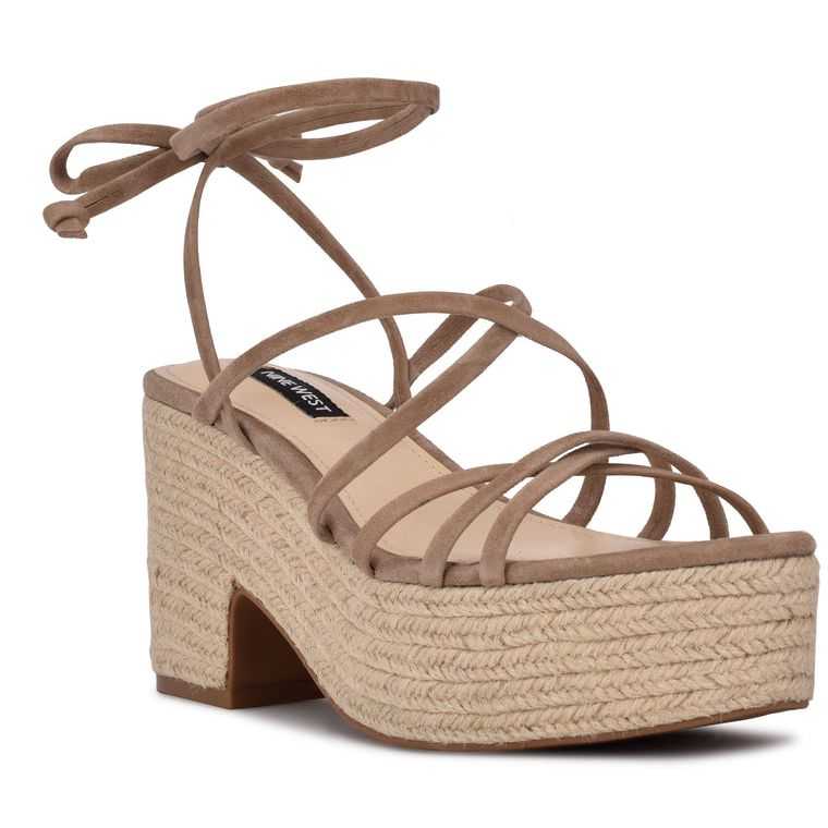 Nine West Riplee Ankle Wrap Plataforma Beige | 3407-JNHDW