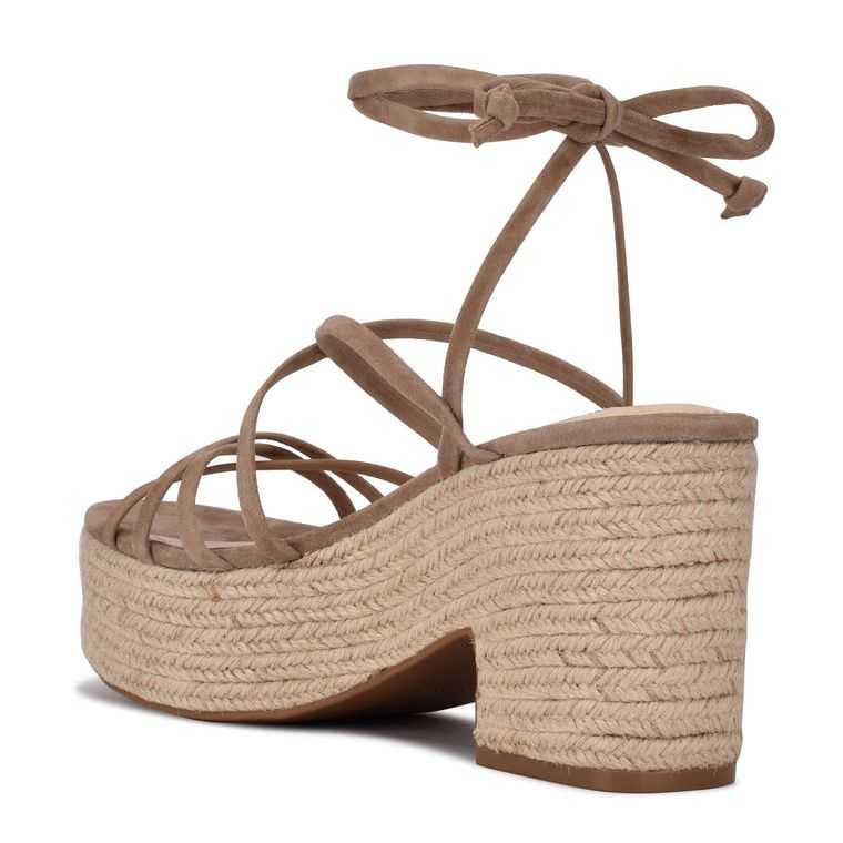 Nine West Riplee Ankle Wrap Plataforma Beige | 3407-JNHDW