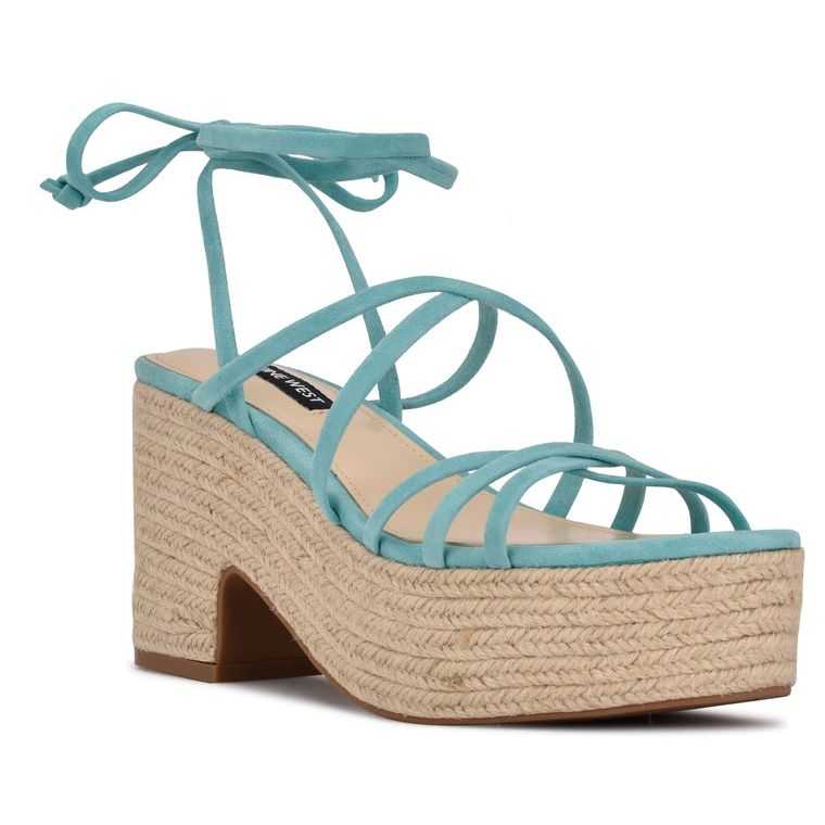 Nine West Riplee Ankle Wrap Plataforma Turquesa | 4697-AQJUN