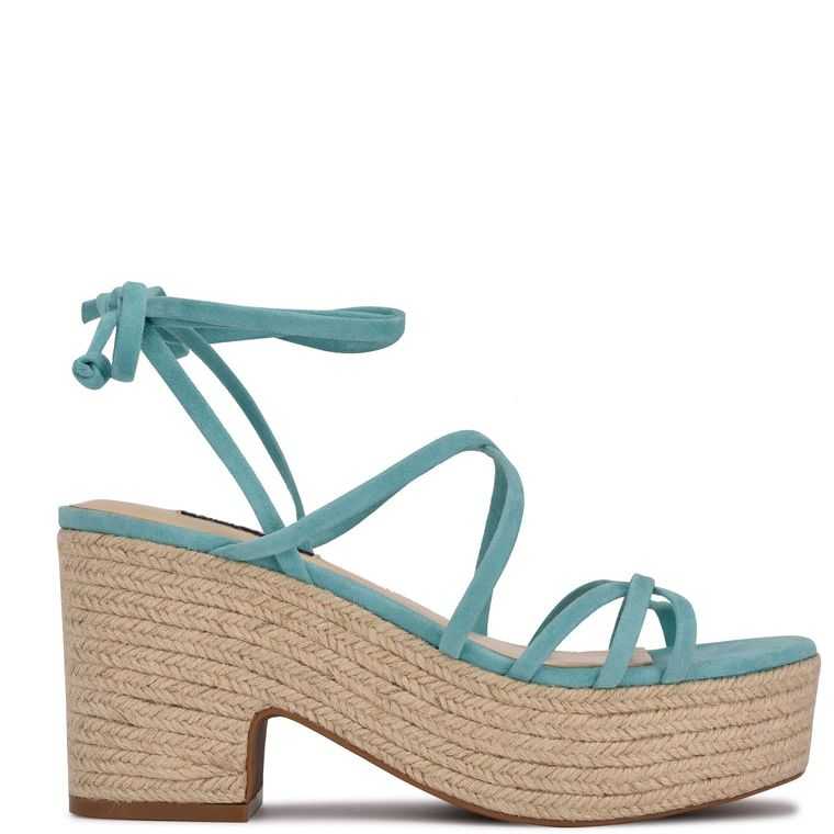 Nine West Riplee Ankle Wrap Plataforma Turquesa | 4697-AQJUN