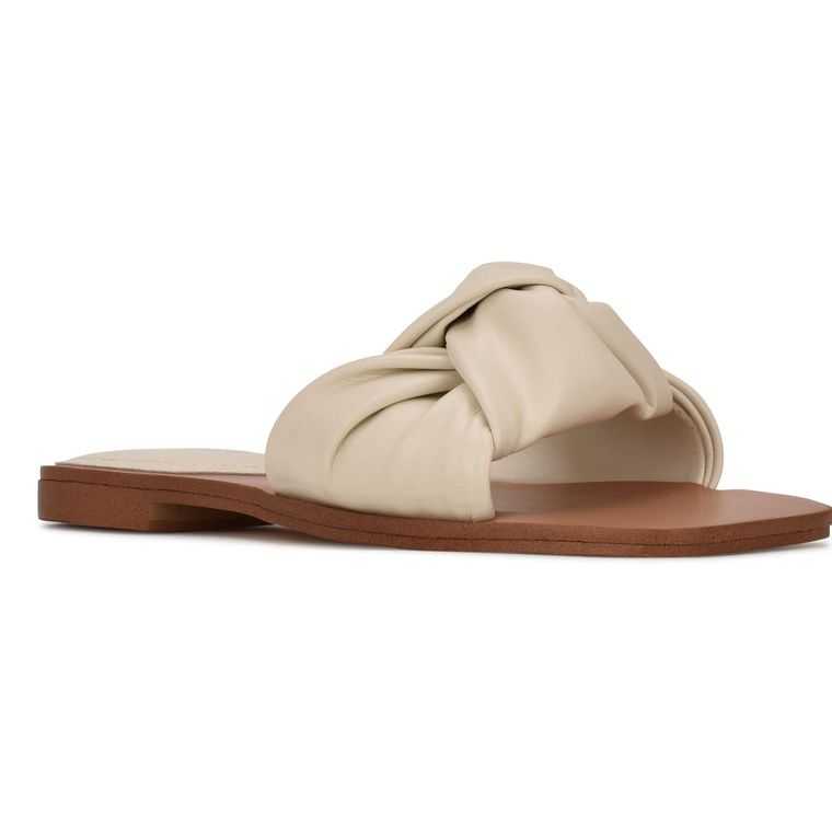 Nine West Rosey Planos Chanclas Creme | 5104-GPOVE