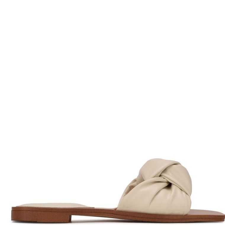 Nine West Rosey Planos Chanclas Creme | 5104-GPOVE