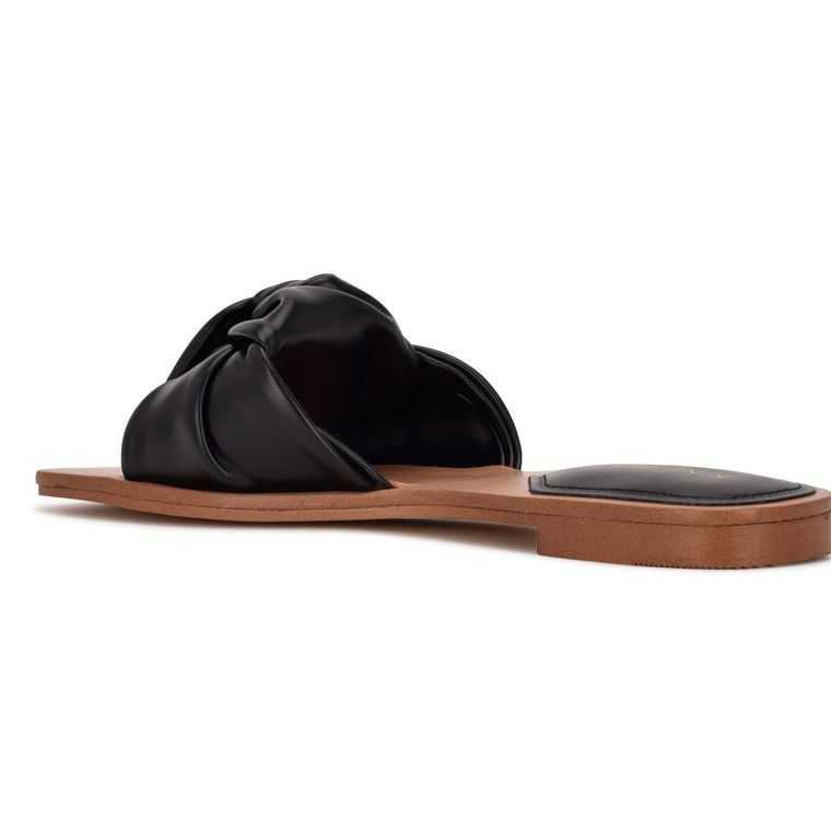 Nine West Rosey Planos Chanclas Negras | 6185-CUPQZ