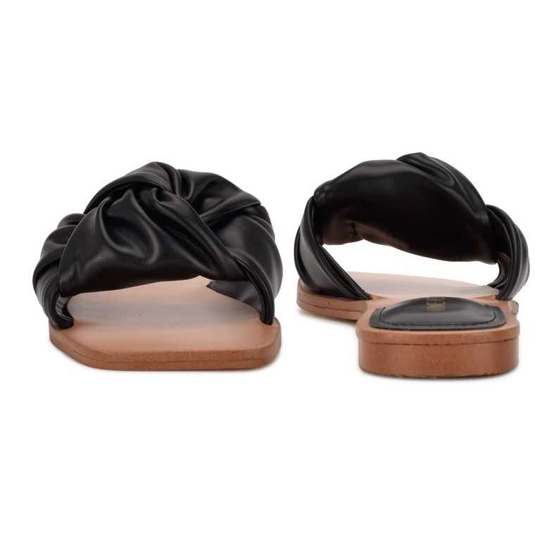 Nine West Rosey Planos Chanclas Negras | 6185-CUPQZ