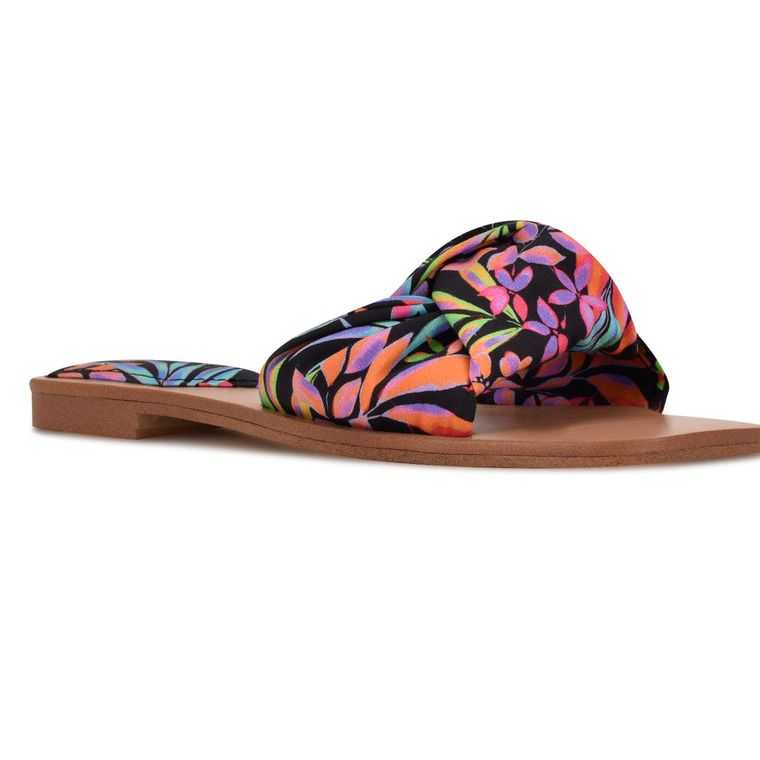 Nine West Rosey Planos Chanclas Sandals Negras Multicolor | 1645-DPKLA