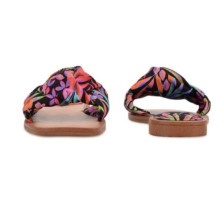 Nine West Rosey Planos Chanclas Sandals Negras Multicolor | 1645-DPKLA