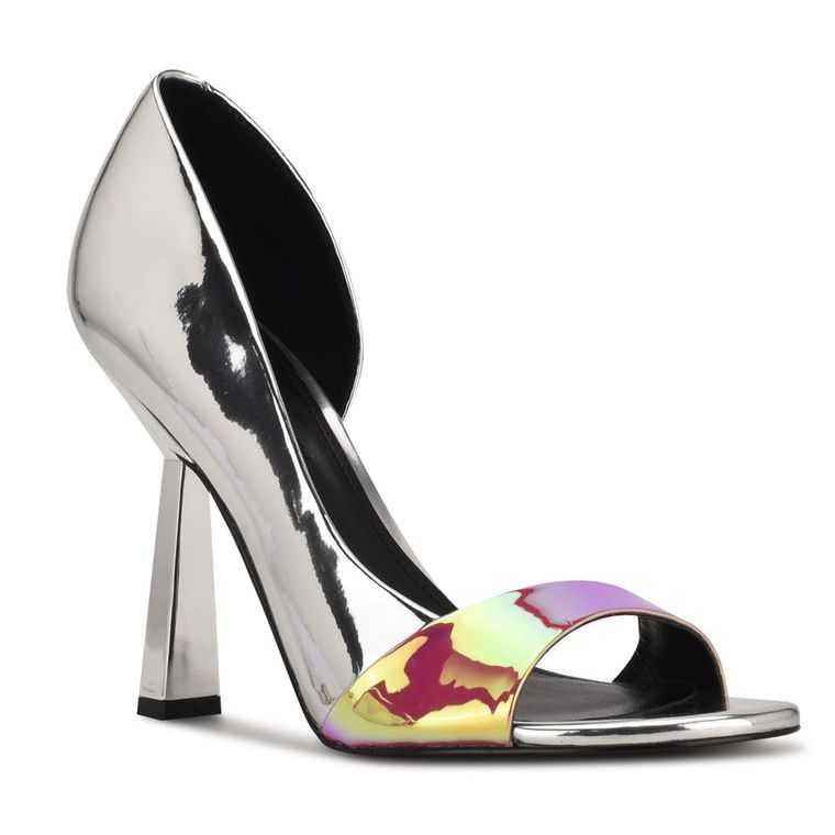 Nine West Saidso Open Puntera Pump Plateadas Multicolor | 7306-GKOXB