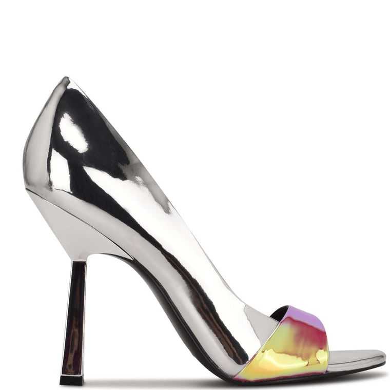 Nine West Saidso Open Puntera Pump Plateadas Multicolor | 7306-GKOXB