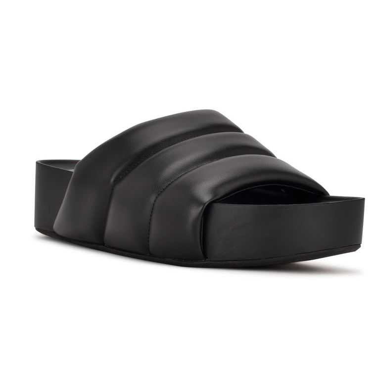 Nine West Sants Plataforma Chanclas Negras | 2634-YKMDG