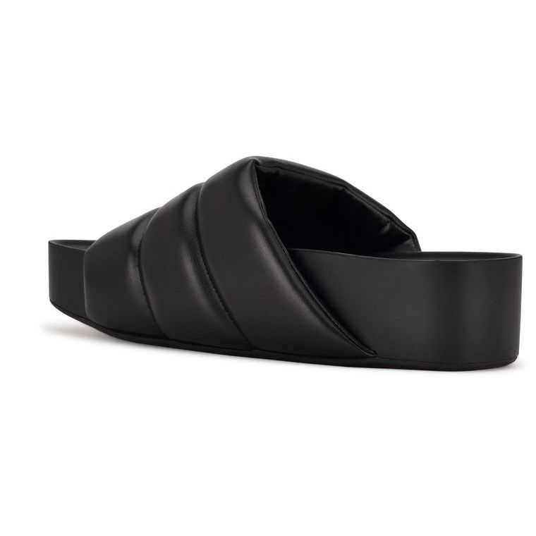 Nine West Sants Plataforma Chanclas Negras | 2634-YKMDG